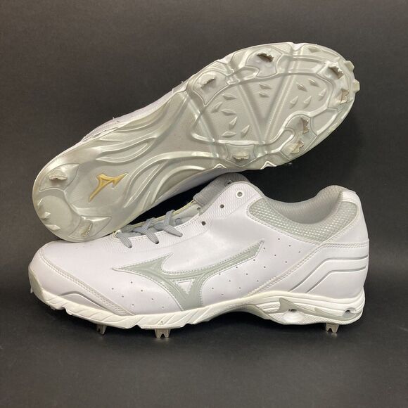 Mizuno- 9-Spike Advanced Classic 7 Baseball Cleats- Gray & White - New w/Out Box - Picture 1 of 10